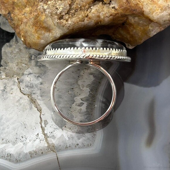 Sterling Southwestern Style White Buffalo Heart Shape Ring Size 7 For Women - Picture 8 of 10